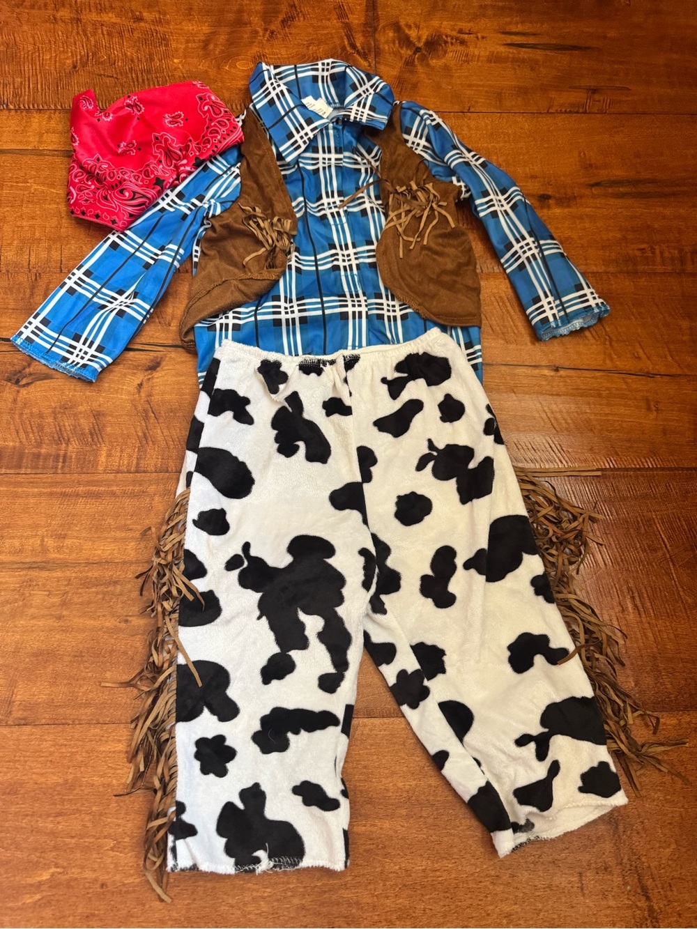 Kids Western Play Costume - Blue, Black, White, Brown, Red